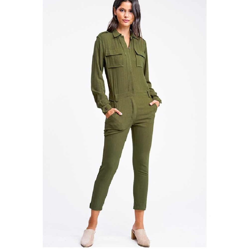 NWT Tapered Leg Coverall Cargo Utility Jumpsuit - Picture 4 of 5